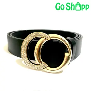 Gesper Wanita Import VIral Tulisan GO Diamond Tali Pinggang Wanita Kekinian Ring Belt Korea IK09