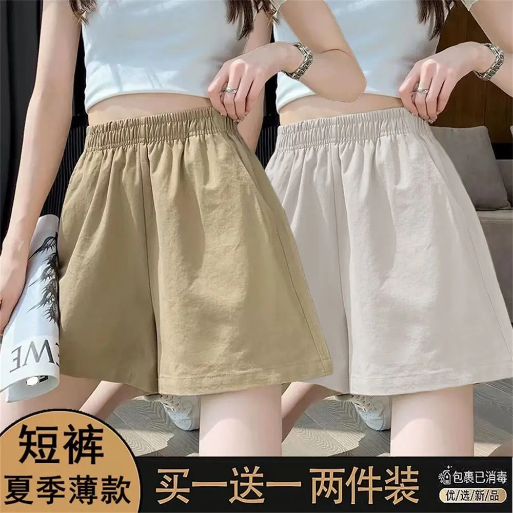Quần Soóc Túi Hộp Cho Nữ, Đơn / Hai Gói, Mỏng Mùa Hè, Phong Cách Hàn Quốc, Cạp Cao, Quần Thường Ngày Dễ Phối Đồ Dáng Rộng Rãi Và Bó Sát