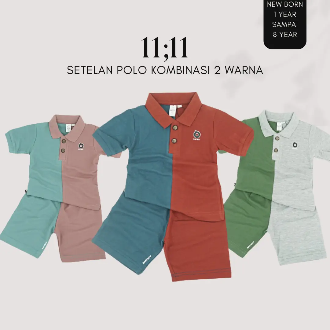 Baju Kaos Polo Kombinasi 2 Warna Shirt Kerah Anak Laki Krah Basic Premium Usia 9Bulan - 8Tahun