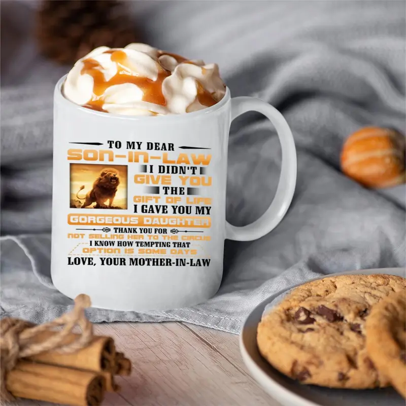 11oz Mug, 1 Count To My Son in Law Funny Letter   Heat Resistance Coffee Mug with Handle, Birthday Anniversary Wedding Gift for Son in Law 3