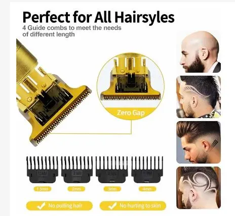 Alat Cukur Rambut Elektrik, Cukur Jenggot,Hair Clipper Trimmer, USB Rechargeable Razor,Penata Untuk Pria Portable mini Bentuk Naga EMAS GOLD  HITAM FREE Sisir SASAK  + OIL !! SUPER TAJAM  Mesin Kumis 2