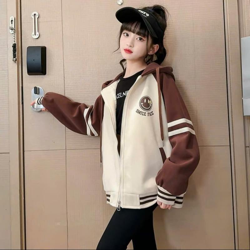 ÁO khoác nỉ bé gái 18-45kg kiểu hình mặt cười. Thiết kế năng động, cá tính. 4