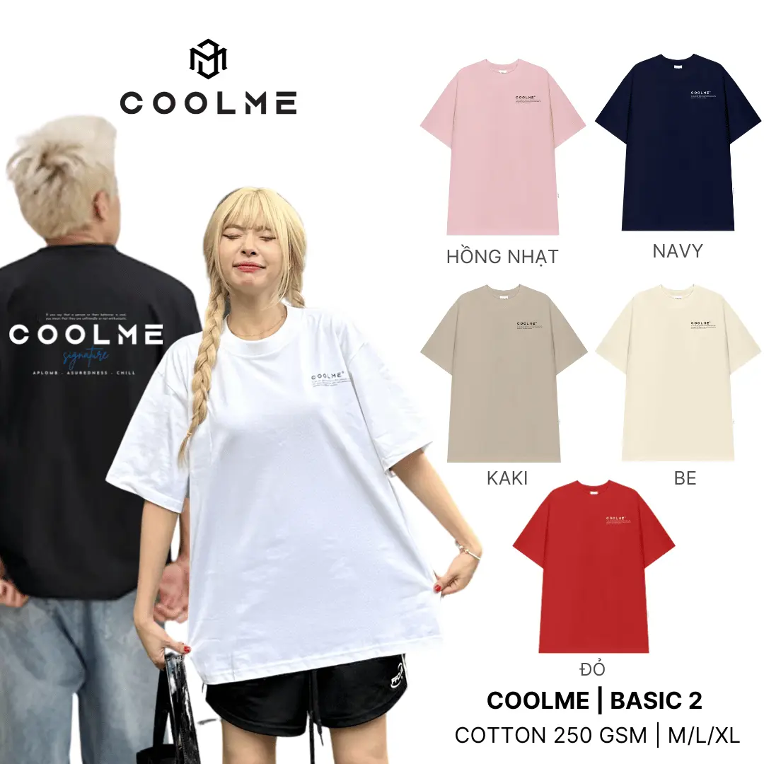 Áo Thun Coolme Basic 2 Signature Form Oversize Premium Hai Chiều Thoáng Mát Cổ Tròn Unisex Menswear