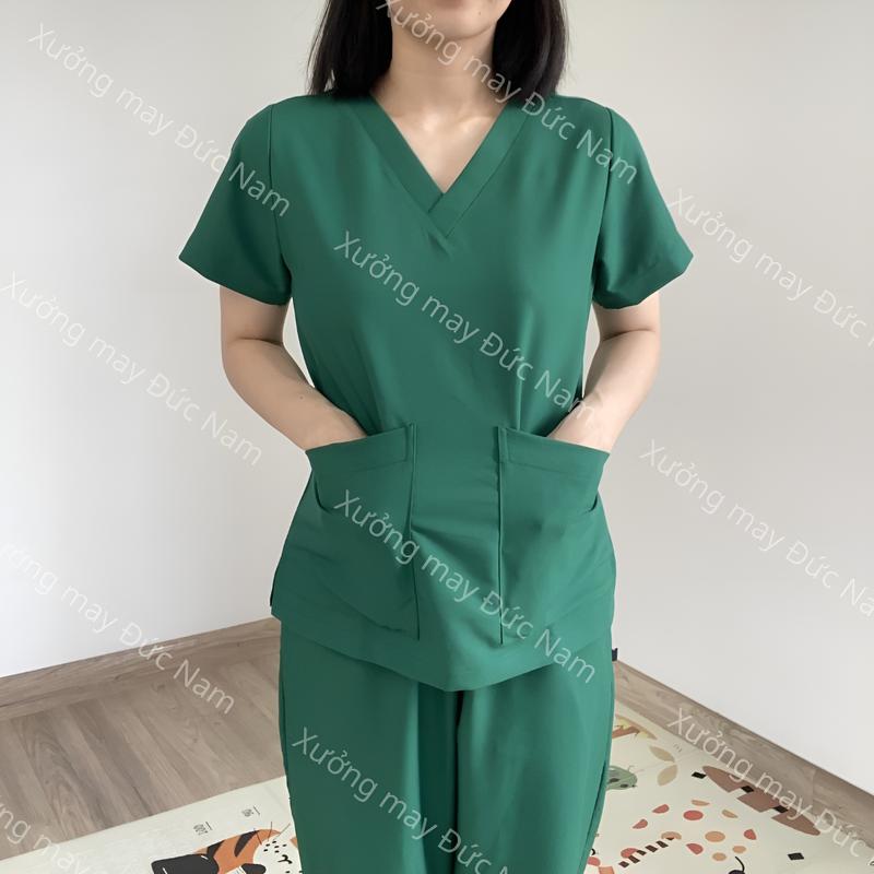 Bộ Scrubs Màu Xám Vải Cotton Cao Cấp - Bác Sĩ Y Tá Dược Sĩ,Spa Áo Top Nam Nữ Women Kem đồng phục scrub scotim