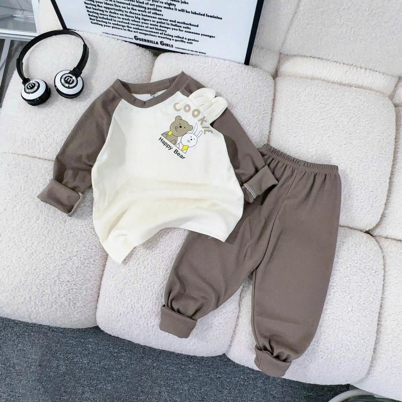 Bộ quần áo trẻ em thu đông dài tay cotton dày dặn ấm áp cho bé trai bé gái COOKIE nỉ Sandal