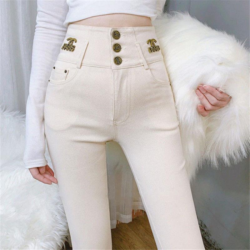 Quần Legging Mặc Bên Ngoài Co Giãn, Màu Trắng Kem, Cạp Cao Cho Nữ, Thích Hợp Cho Mùa Xuân, Mùa Thu Và Mùa Đông, Hàng Mới Về Năm 2024, Ôm Sát, Quần Bút Chì Mỏng 5