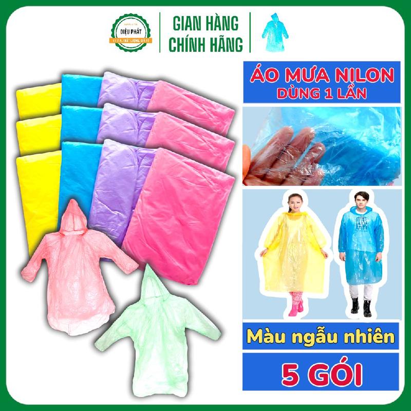[DP] COMBO 5 Áo Mưa Nilon Dùng Một Lần Siêu Tiện Lợi Thời Trang (Màu Ngẫu Nhiên)