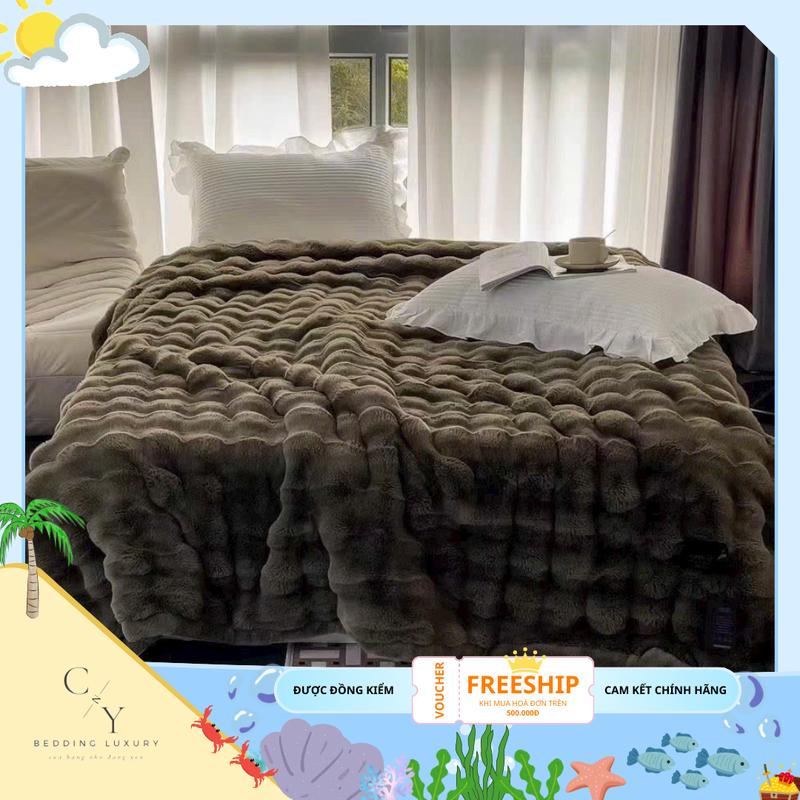 Chăn lông hồ ly 6kg nhập nhật sang trọng - mềm mại kích thước lớn 2mx2m3 chất liệu giữ nhiệt cao cấp CNY bedding