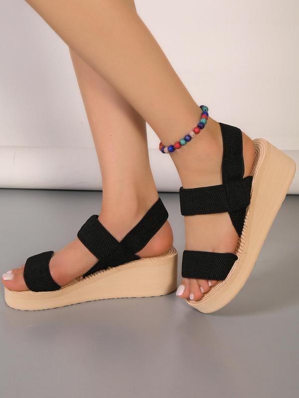 Women's Summer 2024 Minimalist Style Plain Fashion Wedge Platform Sandals, with Adjustable Strap, Casual Walking Outdoor Travel Beach Shoes 3