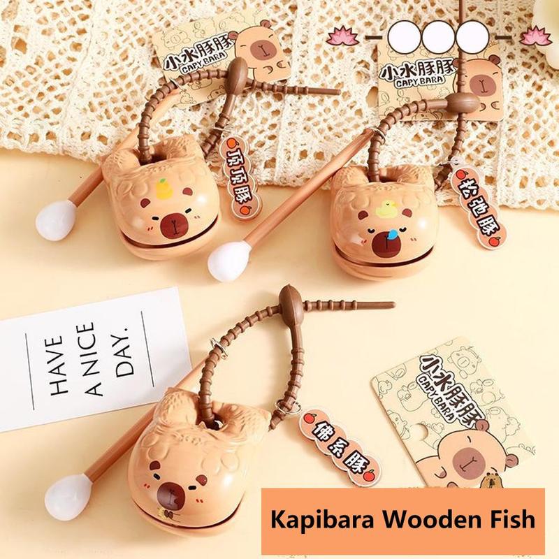 Capybara Wooden Fish Knocking Decompression Artifact Desktop Ornaments Decorative Capybara Toy Pendant Buddhist Doll Stationery 5