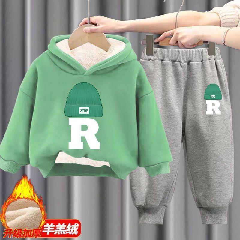 Product Introduction of Bộ Áo Len Lót Lông Cừu Cho Bé Trai Và Trẻ Em, Hai Mảnh, Có Mũ Trùm Đầu, Thích Hợp Cho Bé Và Trẻ Em, Quần Áo Mùa Thu Và Mùa Đông, Thời Trang, Năm 2025 17