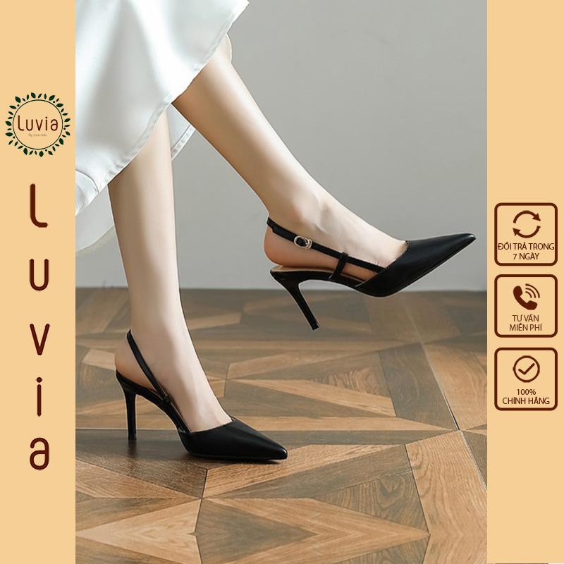 Giày cao gót 9 phân sandal gót nhọn mũi sục thời trang hiện đại Luvia 87CG (Giày form nhỏ, chân mập tăng 1 size)