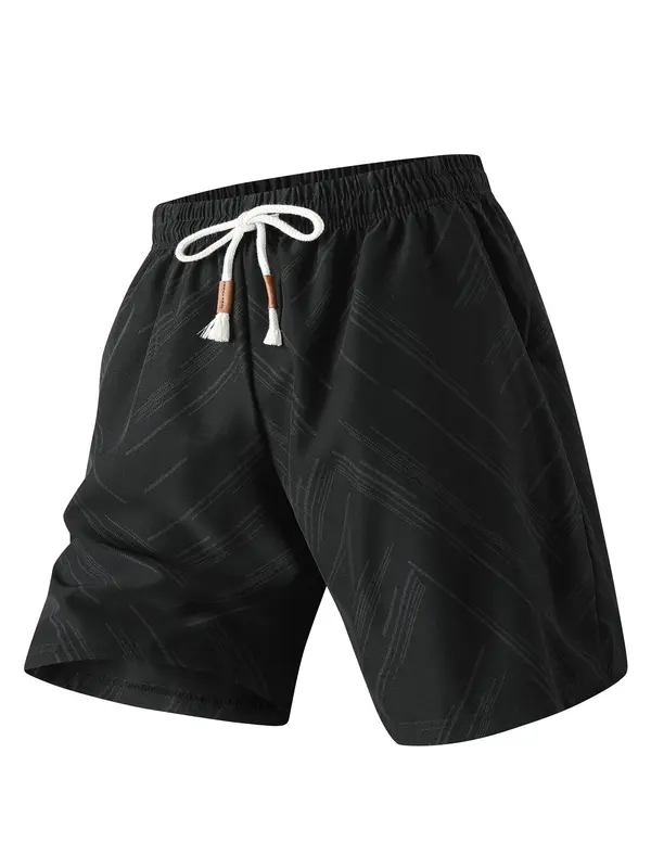 Men's Striped Print Drawstring Waist Gym Shorts, Breathable Comfortable Swim Shorts, Summer Swimwear for Men 3