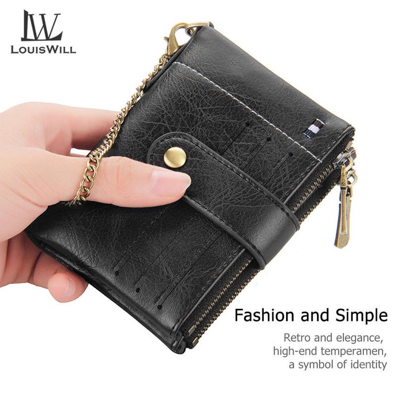 LouisWill Men Wallets Bags Business Wallets PU Clutch Zipper Wallets  Fashion PU leather Short Wallet Travel Purses Handbag Coin Pouch ID Credit Cards Holders Wallet for Men 2