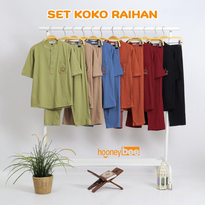 Hooneybee Setelan Koko Anak Cowok Raihan Junior Size 2-10 Tahun Kurta Muslim Baju Katun Pendek 3