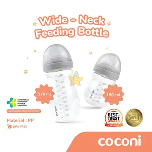 HBK Coconi Wide Neck Baby Feeding Bottle 150/270 Ml Botol Susu Asi Nipple Peristaltic Dot Bayi Newborn Wideneck Anti-Colic Tempat Minum Anak BPA Free Tahan Panas Anti Kolik