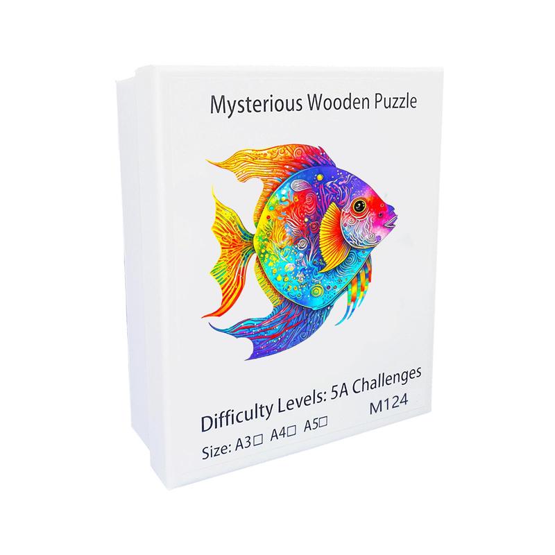 Colorful Tropical Fish Pattern Wooden Jigsaw Puzzle, Irregular Sea Life Shaped Puzzle, Educational Birthday Present for Family & Friends 5