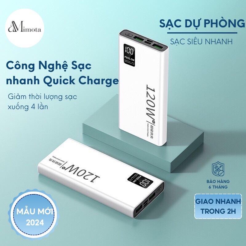 Sạc dự phòng mimota 30000 mah, công suất 120w sạc nhanh