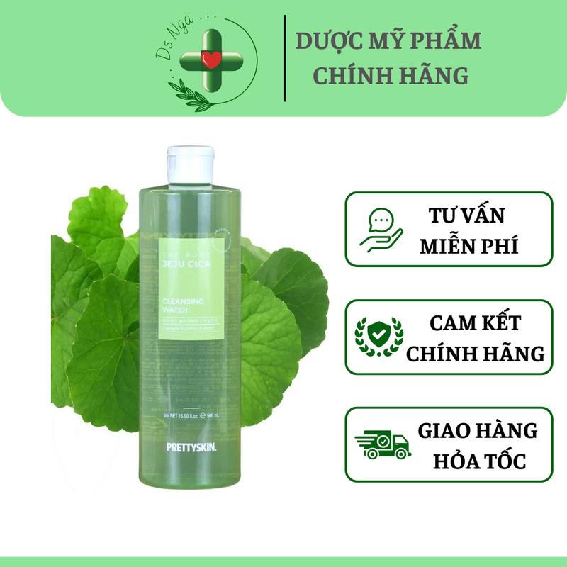 [xả kho th8/2026] Nước tẩy trang rau má PrettySkin Jeju Cica sạch sâu dịu nhẹ 500ml