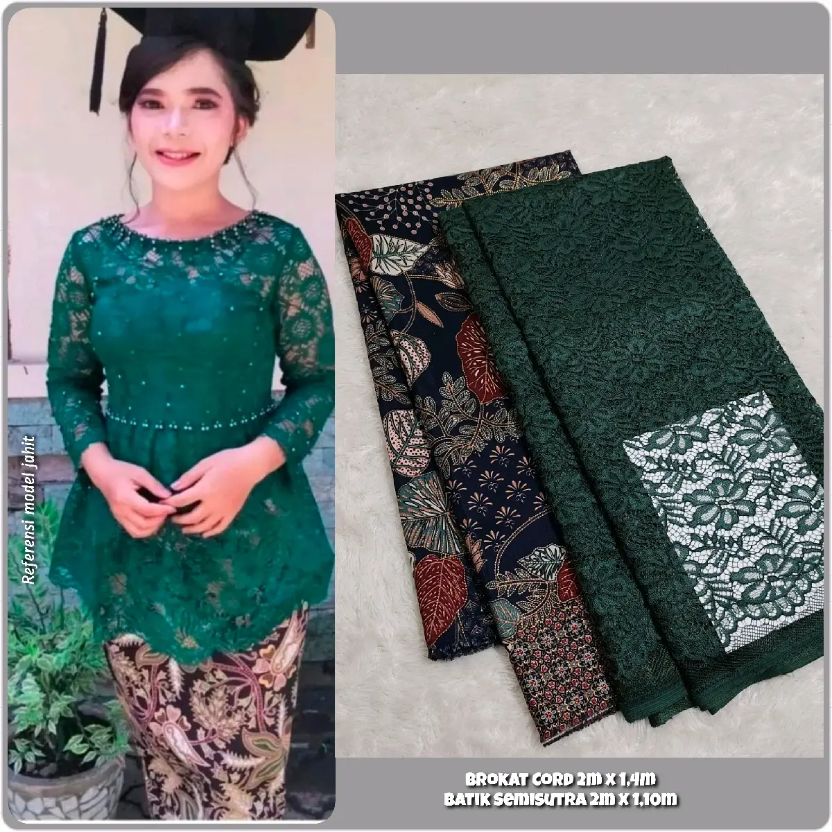 Set Bahan Brokat Cord & Kain Batik Halus Semisutera