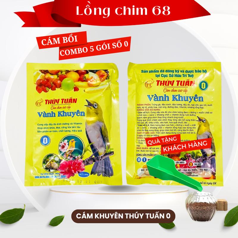 Combo 5 gói cám thúy tuấn khuyên số 0 - Thức ăn cho chim cảnh gói 200gr Tặng xúc cám