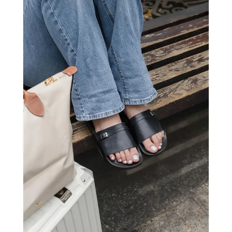 Cogen Sendal Flat Sandal Slop Wanita Slide Rubber Bym Series - Black 6