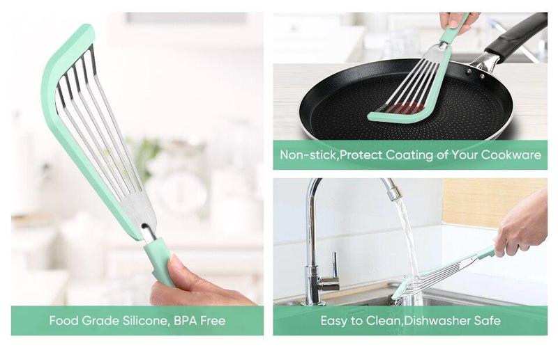 Product Introduction of Silicone Fish Spatula  Slotted Turner with Soft Edge Heat Resistant Kitchen Cooking Tools Utensil 11