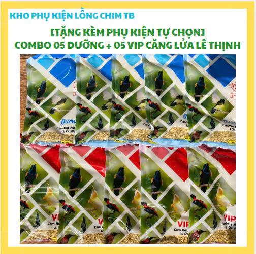 PHỤ KIỆN TỰ CHỌN COMBO 05 GÓI DƯỠNG + 05 GÓI VIP CĂNG LỬA CHO CHIM HÚT MẬT LÊ THỊNH 1KG