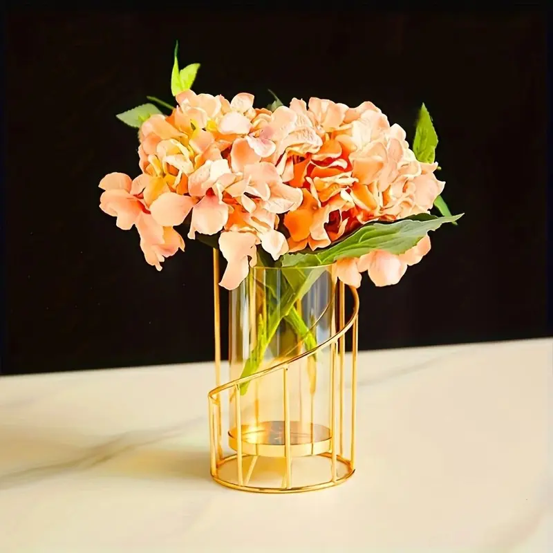 Elegant Geometric Design Hollow Flower Vase, 1 Count Trendy Simple Desktop Flower Vase, Spring Decor 2024 Fashionable Vase for Daily Decoration 0