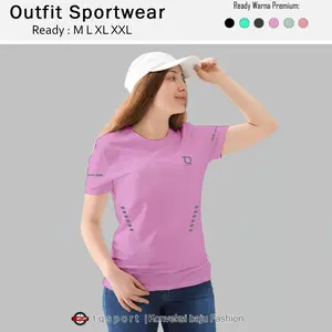 TQSPORT BASIC Baju Olahraga Wanita Senam Fitnes Zumba Aerobic Cewek Pakaian Lari Gym TQ02 Kaos
