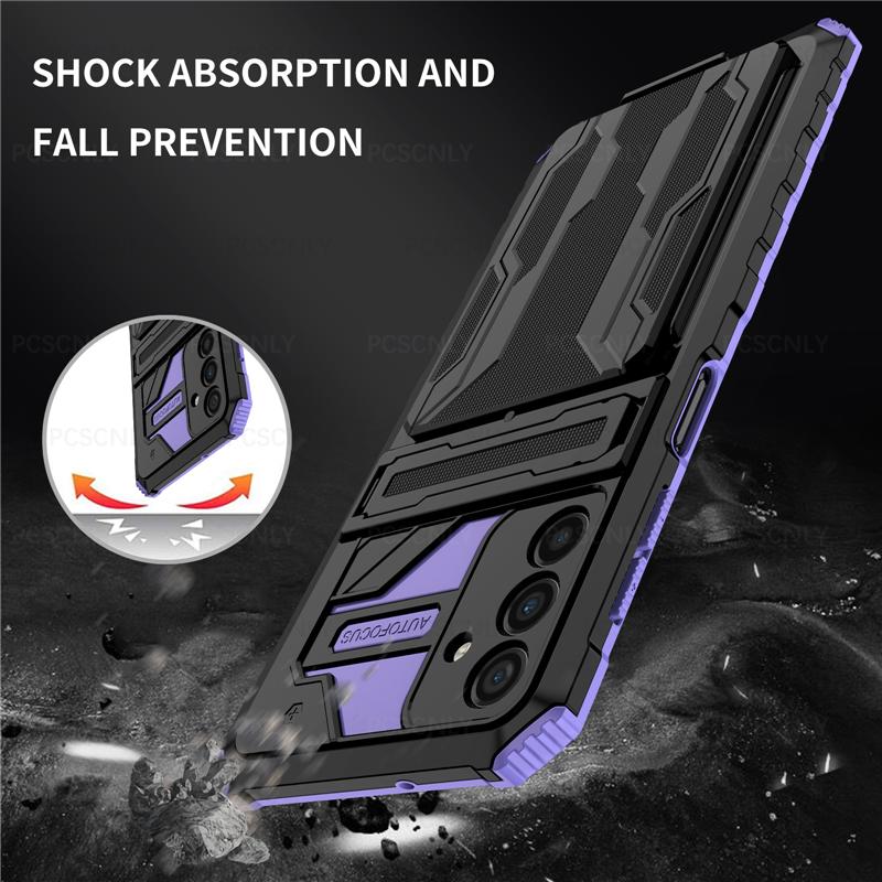 Product Introduction of Card Holder Phone Case For Samsung A35 A55 5G Casing Shockproof Armor Stand Hard Back Cover Multifunctional Galaxy 5