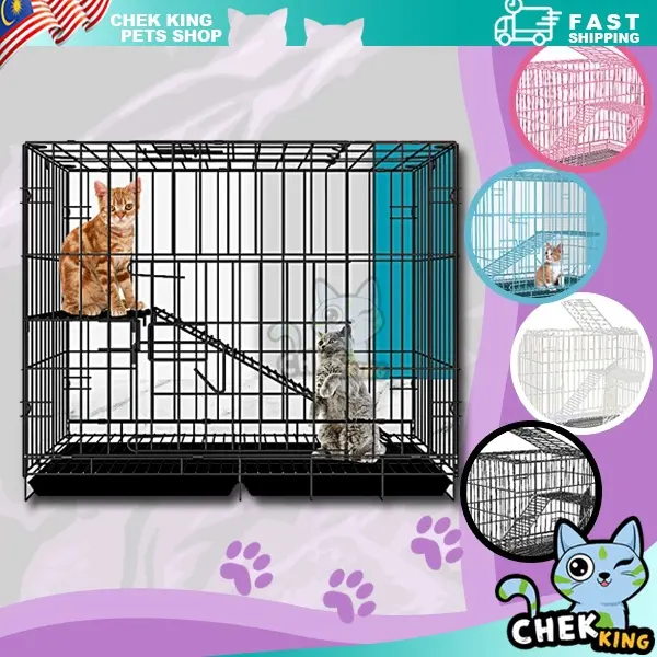 2 level medium pet cage, cat cage, household cat cage, cat pet house cat house mobile pet [ready stock](60x42x50 cm)