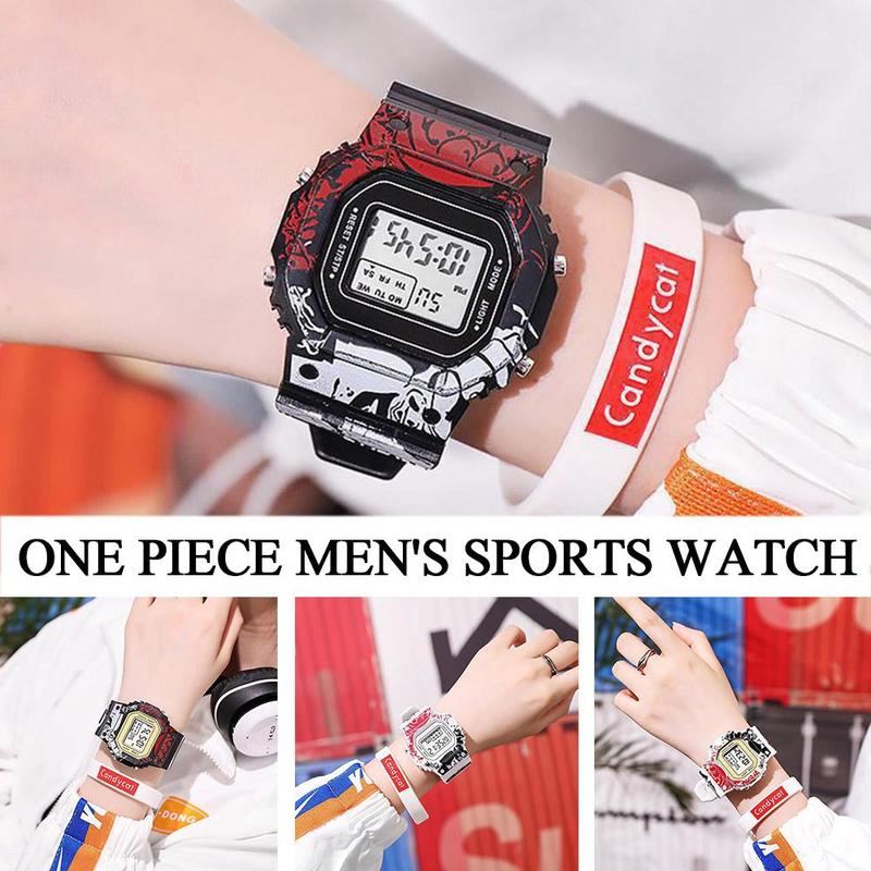 Jam Tangan Sukan Lelaki, One Piece, Jam Tangan Elektronik Berkilau, Jam Fesyen Digital Lelaki, Hadiah Hebat, F0K5 1