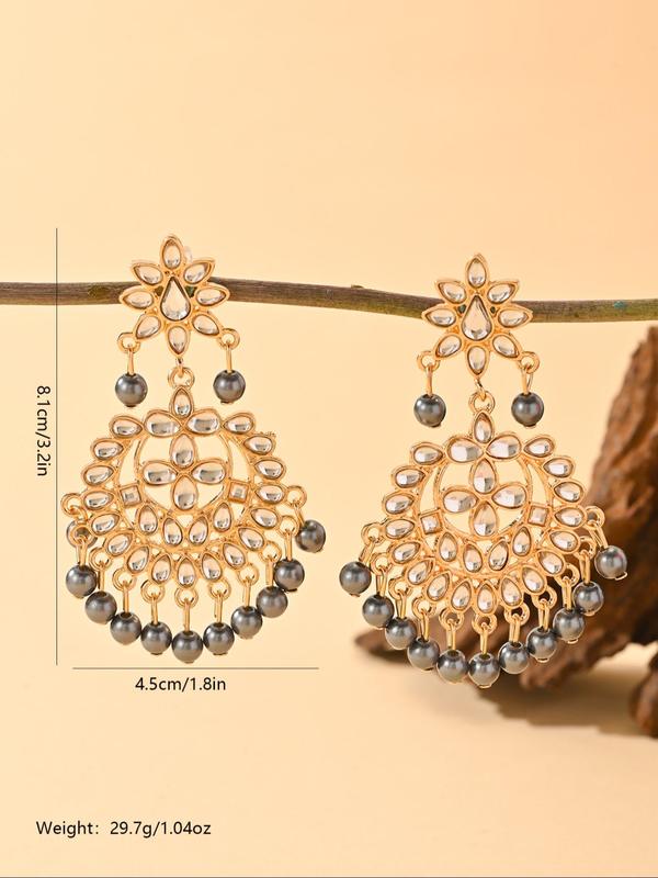 Fashion Faux Pearl & Rhinestone Decorated Earrings, Elegant Jewelry for Party, Daily Clothing Decor, Trendy All-match & Exquisite Jewelry for Birthday Gift 1