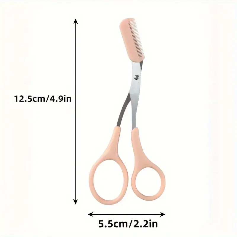 Kéo Cắt Lông Mày Màu Hồng, Có Lược Tích Hợp, Được Làm Bằng Thép Không Gỉ, Dụng Cụ Chải Chuốt Chính Xác, Để Tỉa Lông Mày Hoàn Hảo 3