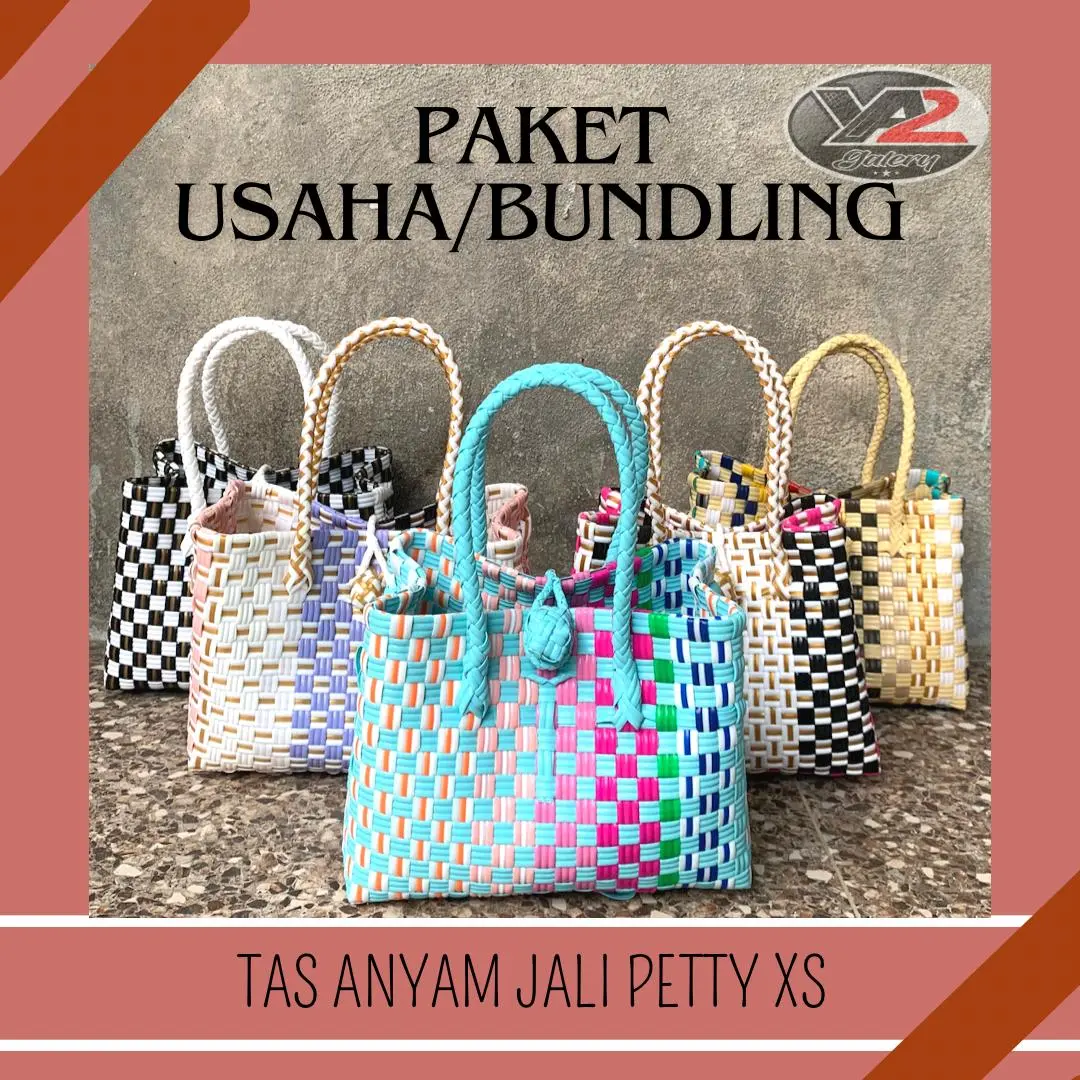 PAKET USAHA TAS WANITA ANYAM JALI PETTY (XS) / 100 Ribu GET 5pcs / TAS ANYAM JALI  PREMIUM / TAS WANITA
