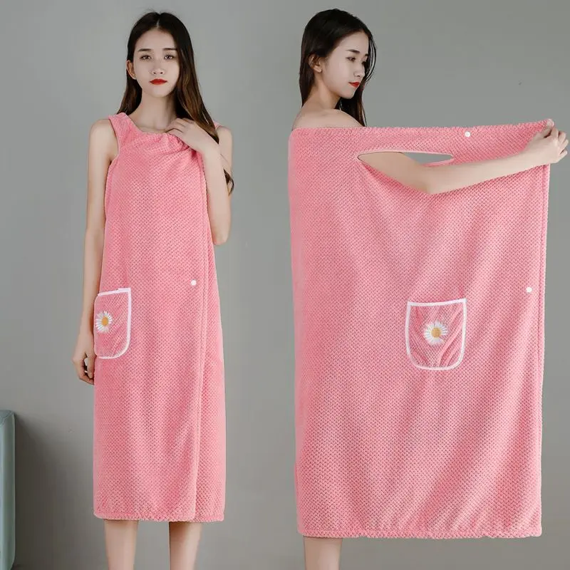 45.00 Kg-90.00 kg Bath Towel Women Can Wear and Wrap Adult plus Size Household Long Cotton Absorbent Suspender Bathrobe Bath Skirt