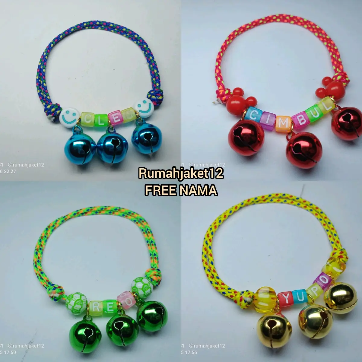 Kalung kucing FREE NAMA DENGAN 3 LONCENG
