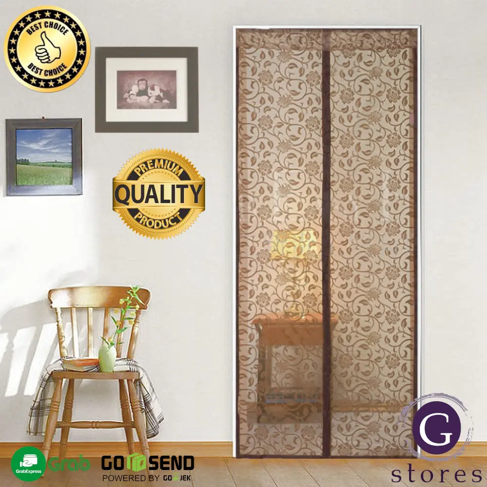 Tirai Magnet Premium Mesh Anti Nyamuk Gorden Magnet Anti Nyamuk Serangga  Motif Bunga