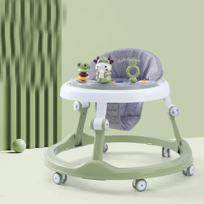 Xe tròn tập đi cho bé mẫu mới hình chú bò sữa, đèn và nhạc, kết hợp bàn ăn, 2in1, tải trọng 40kg