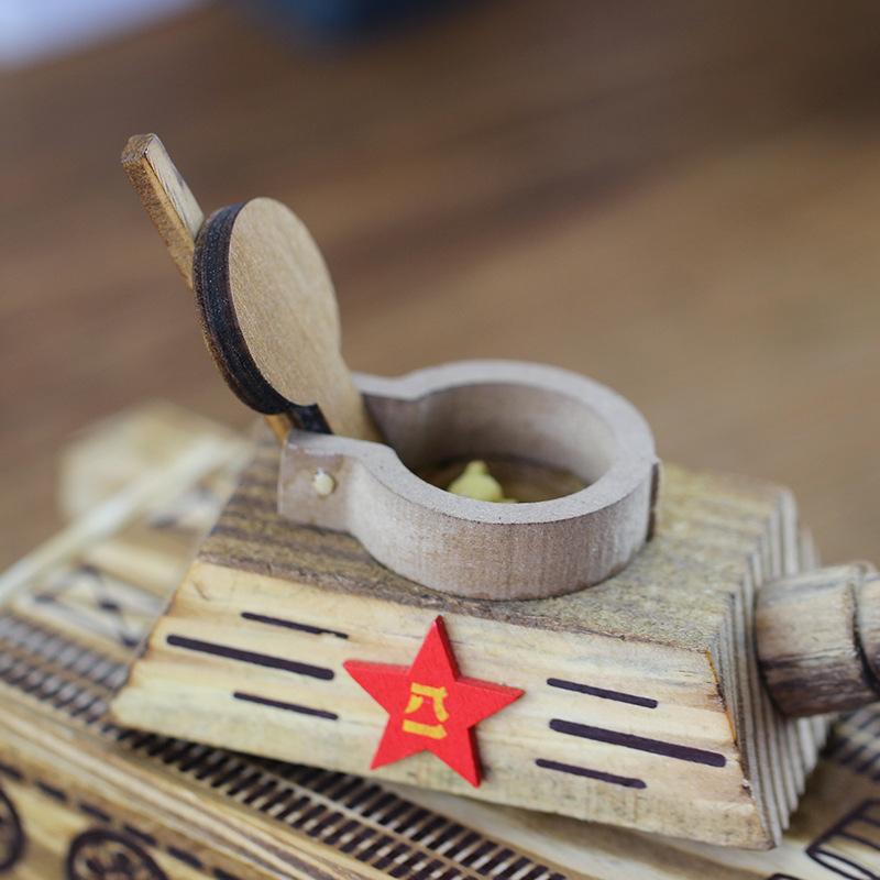 【Wooden tank】Simulation Military Model Tank Crafts Wooden Toys 4
