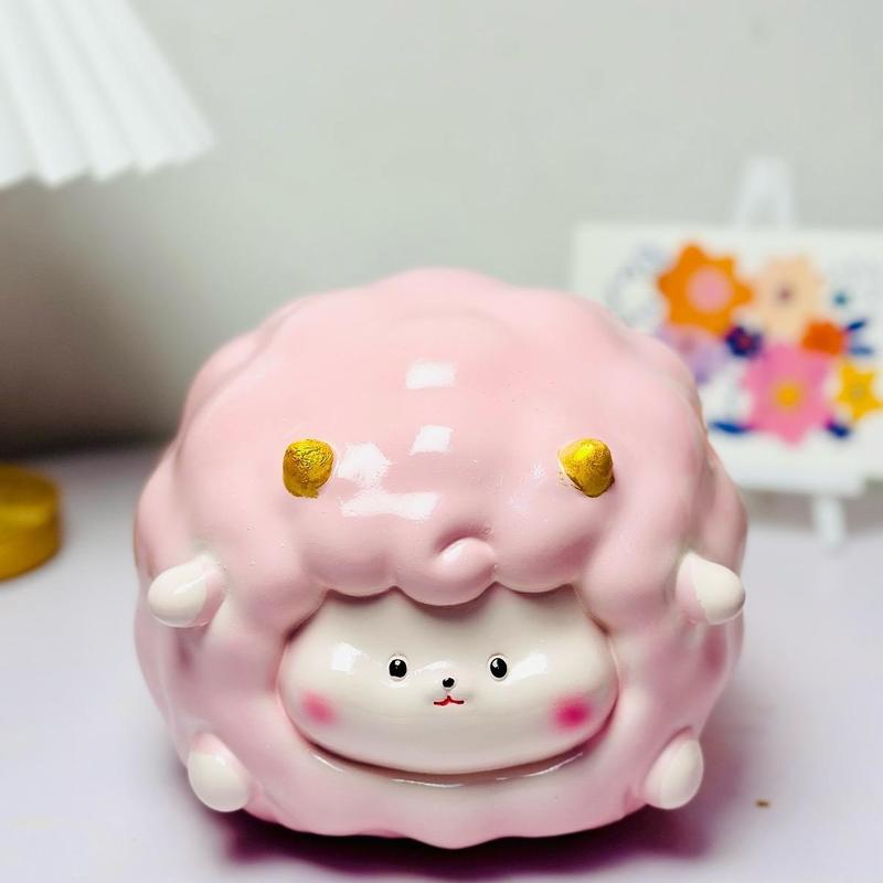   Lỗ TRÒN  Ống tiết kiệm CỪU MÂY BÔNG | Heo đất Lợn đất Ống heo đựng tiền decor trang trí Đồng heo mini đính đá 