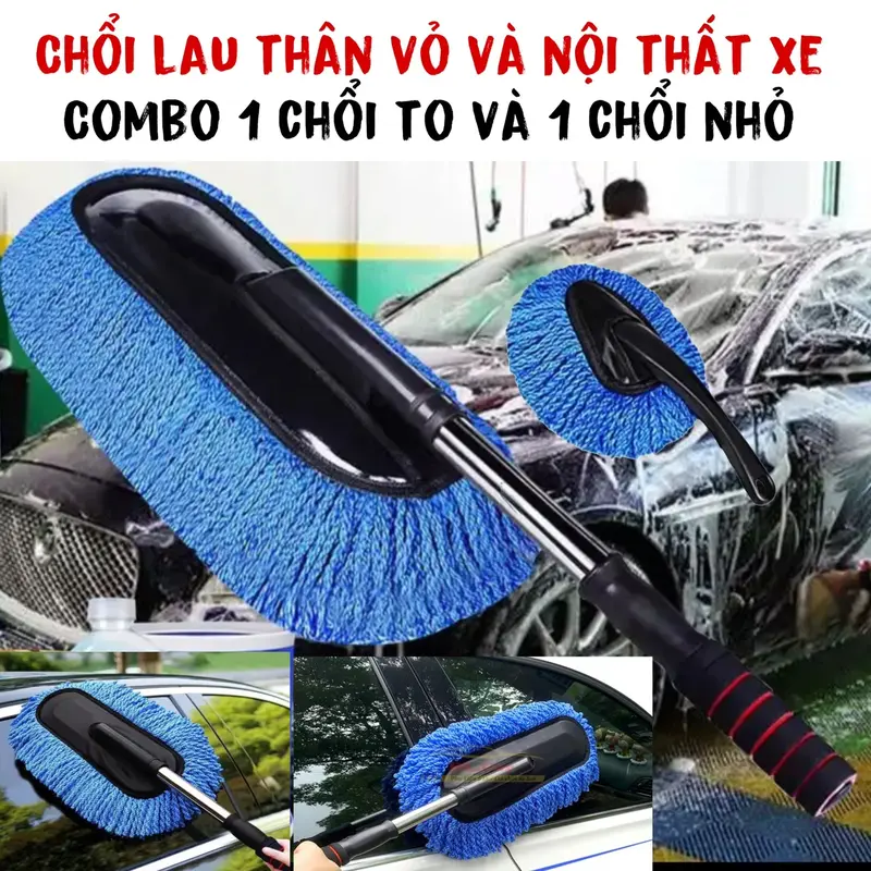 Chổi Lau Xe Ô Tô-Chổi Rửa Xe Ô Tô Chuyên Dụng-Chỉnh Độ Dài Ngắn-Sợi Mềm Bảo Vệ Thân Vỏ Xe 0
