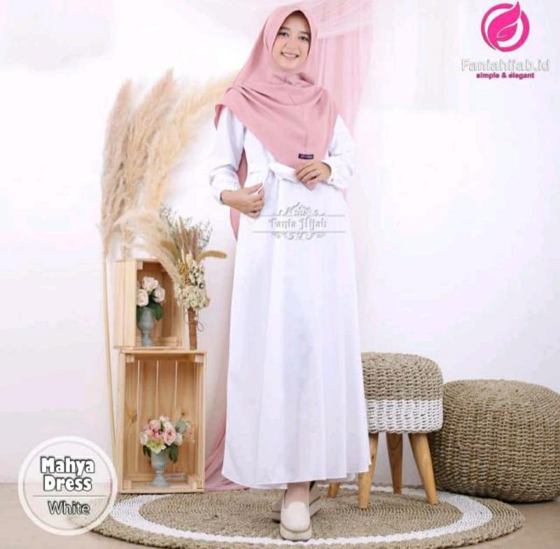 Product Introduction of Gamis Katun Toyobo Putih Bersih  Gamis Polos Muslimah Dewasa Terbaru Gamis Dress Lengan Renda • simpel 1
