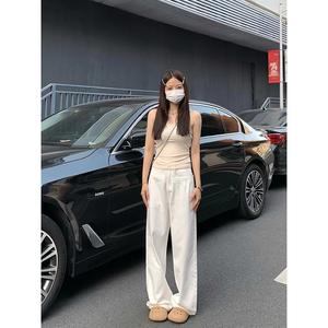 ホワイトハイウエストワイドレッグジーンズ|流れるようなドレープデニムパンツ|女性の2025カジュアル&通勤ズボン-GY 826