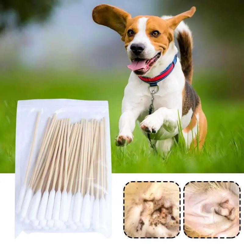 Product Introduction of Pet Ear Cleaning Swabs, 100pcs/set Pet Ear Cleaning Sticks, Pet Ear Wax Removal Sticks, Dog & Cat Grooming Supplies 4