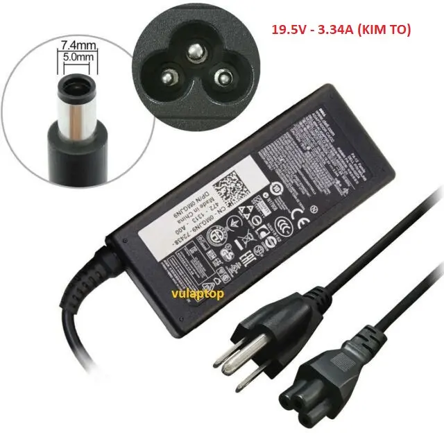 Sạc dùng cho laptop Dell 19.5V - 3.34A 65W chân kim to 7.4mm*5.0mm