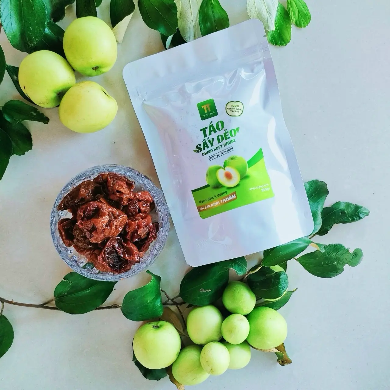 Táo sấy Trung Tuấn OCOP -Túi 500g không hạt, ít đường thơm ngon- Snack  Food Ăn Vặt Thức Ăn