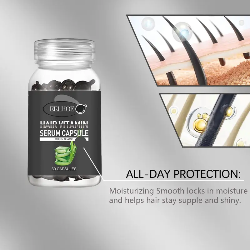 Hair Vitamin Capsule Serum, 30pcs/box Hair Care Oil Capsule, Moisturizing Smoothing Hair Serum, Hair Care Product for Men & Women 4