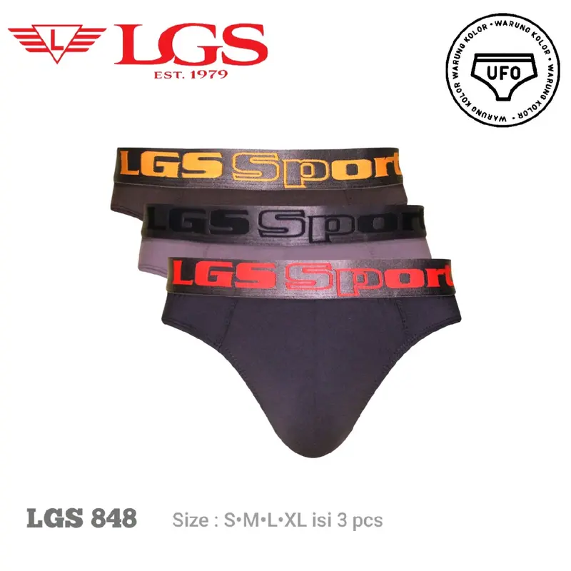 Celana dalam pria LGS 848 isi 3 pcs Polos Karet Sport 0